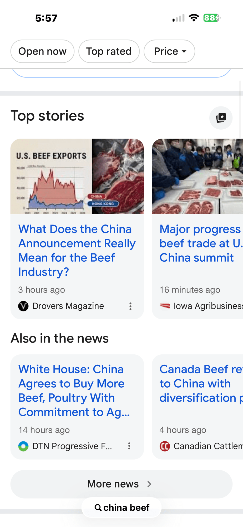 China, beef, etc.