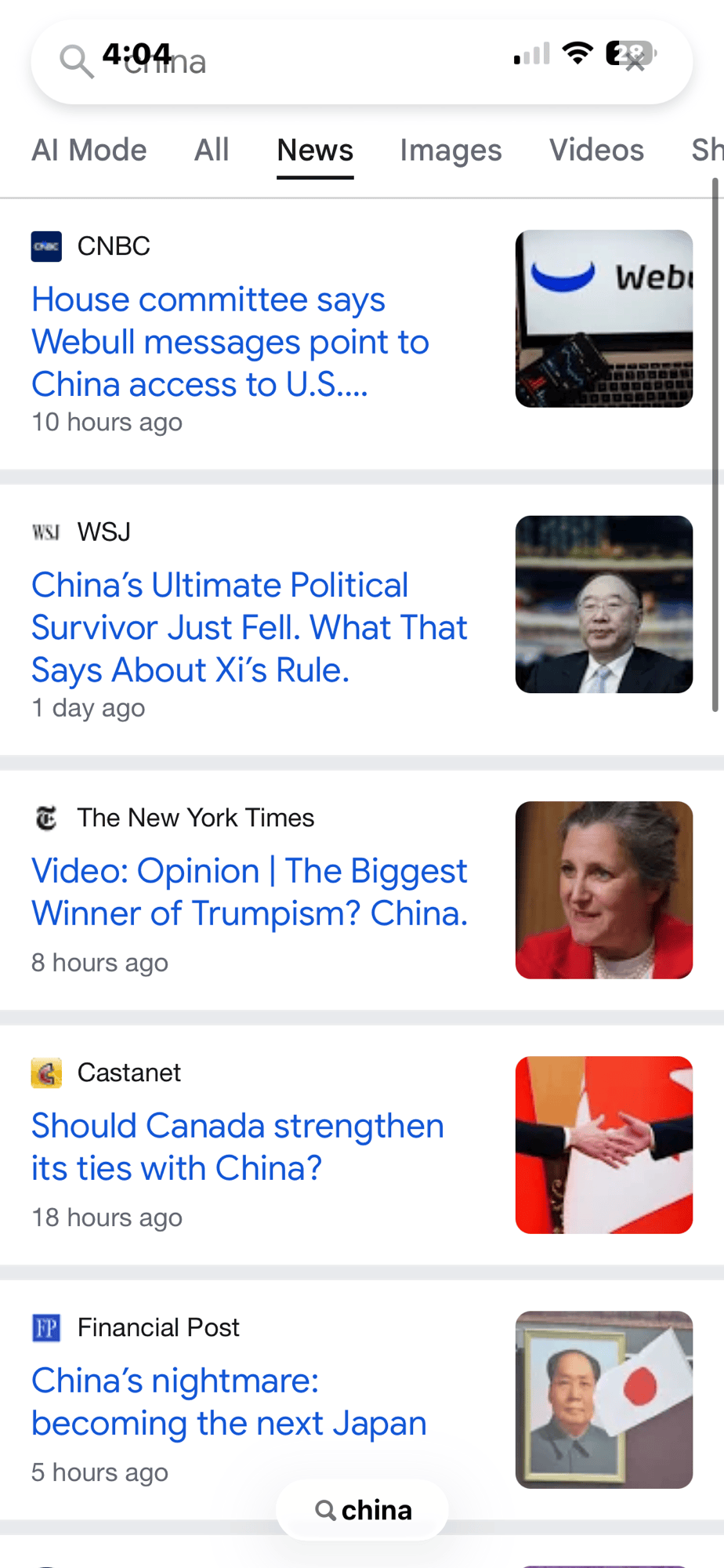 China, Backlash